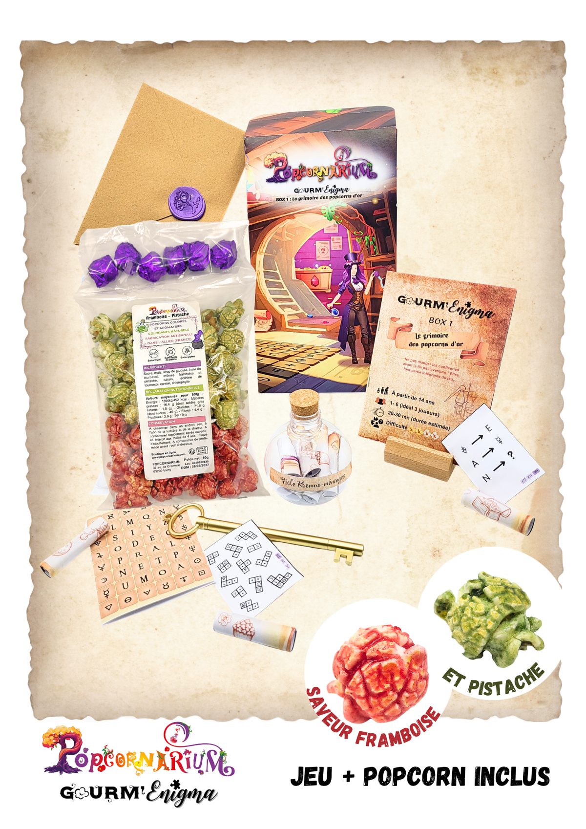 ESCAPE GAME GOURMAND - GOURM'Enigma BOX 1 : "Le grimoire des popcorns d'or"