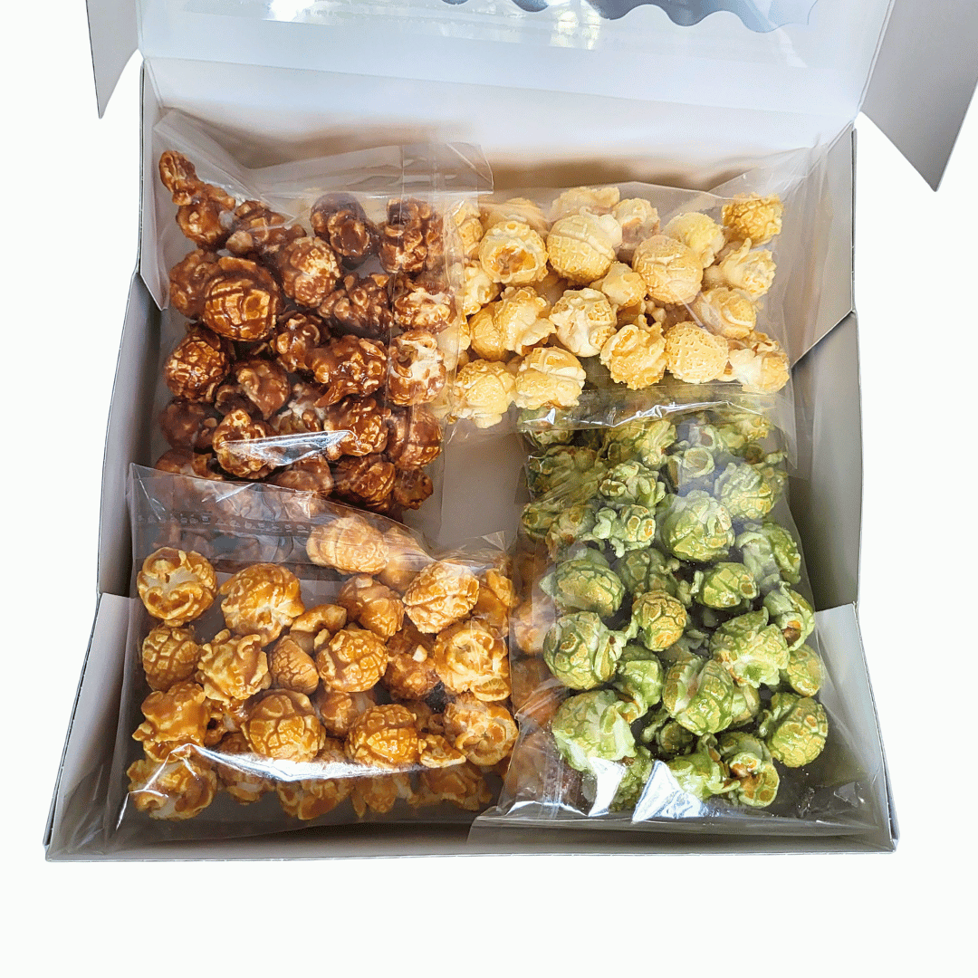 Coffret découverte gourmand noir - 4 saveurs de popcorn sachets 40g - Popcornarium