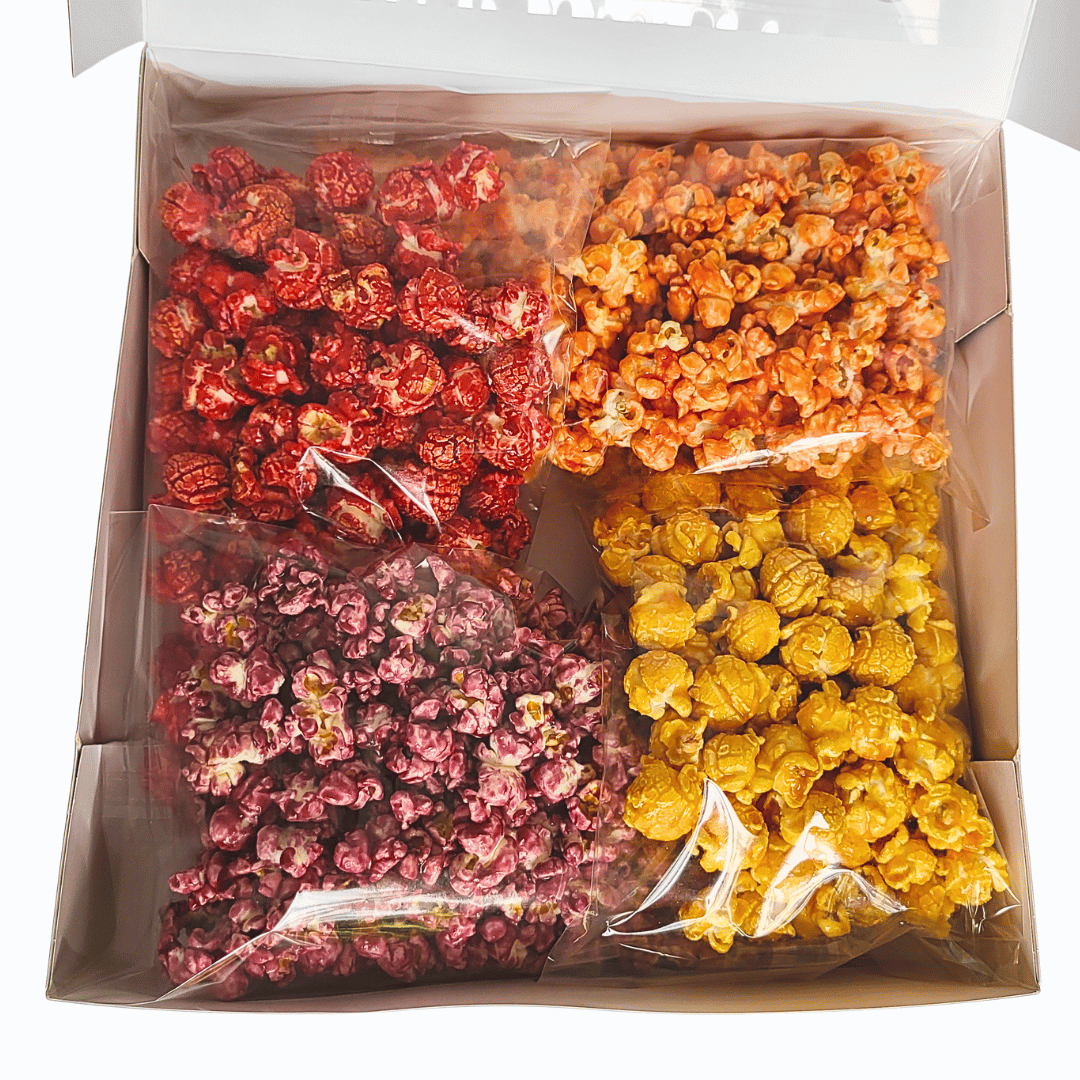 Coffret personnalisé noir - 4 saveurs de popcorn sachets 100g 2 Popcornarium