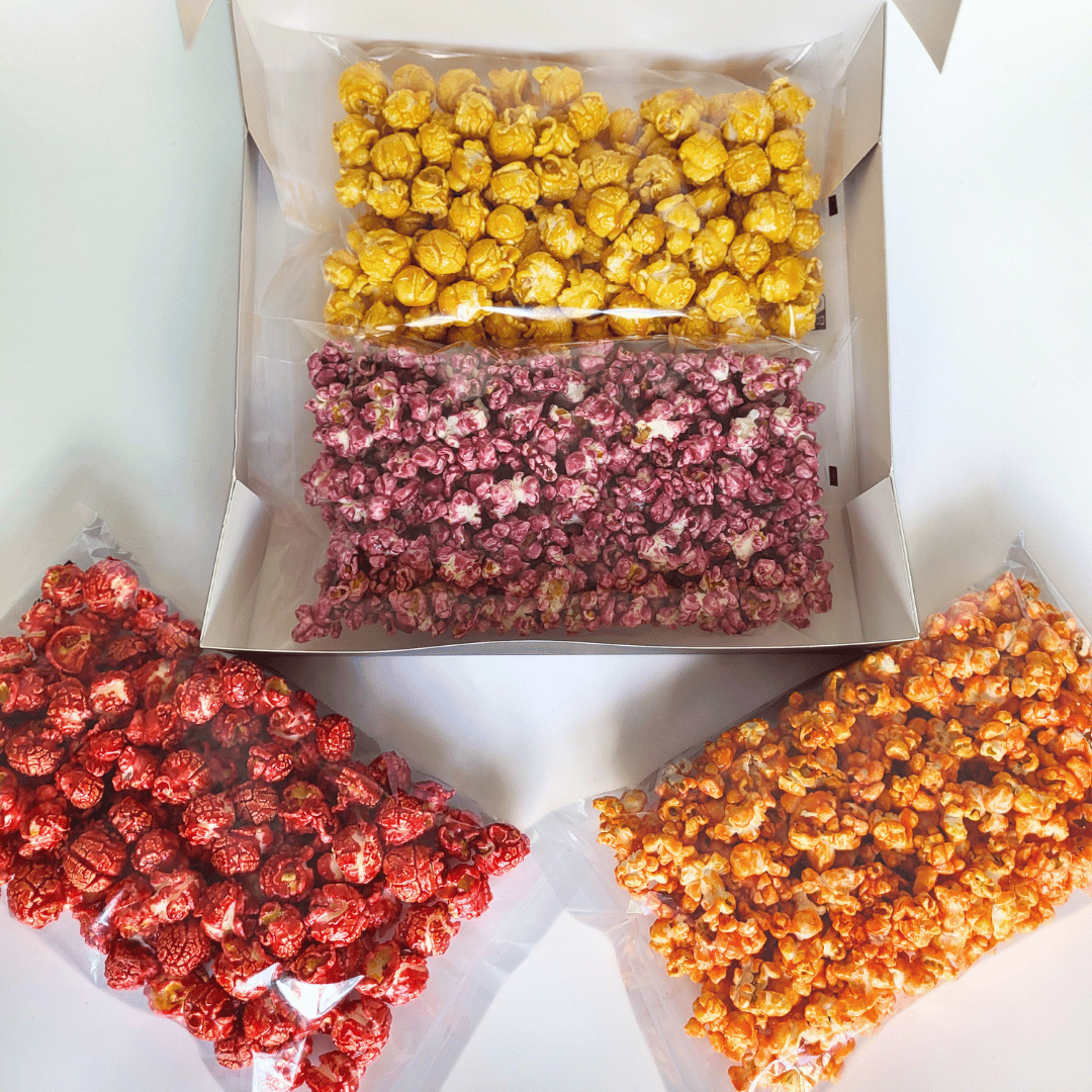 Coffret personnalisé noir - 4 saveurs de popcorn sachets 100g 3 Popcornarium