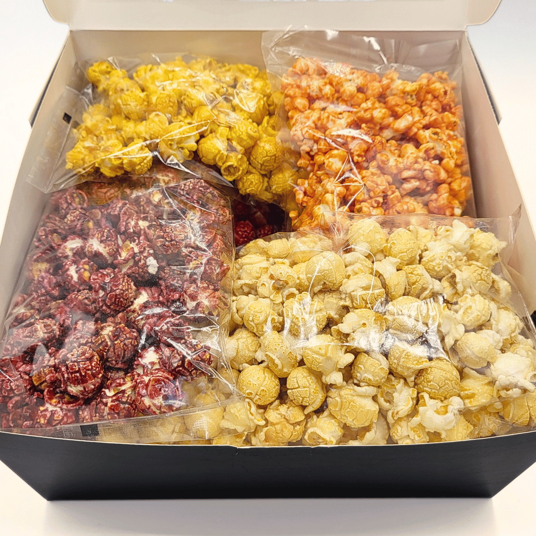 Coffret personnalisé noir - 8 saveurs sachets 100g 2 Popcornarium