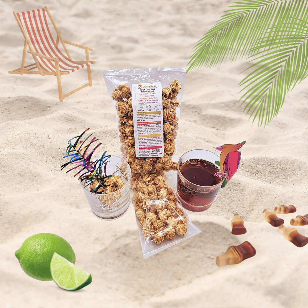 Popcorns colorés et aromatisés saveur Virgin Cuba Libre - Popcornarium