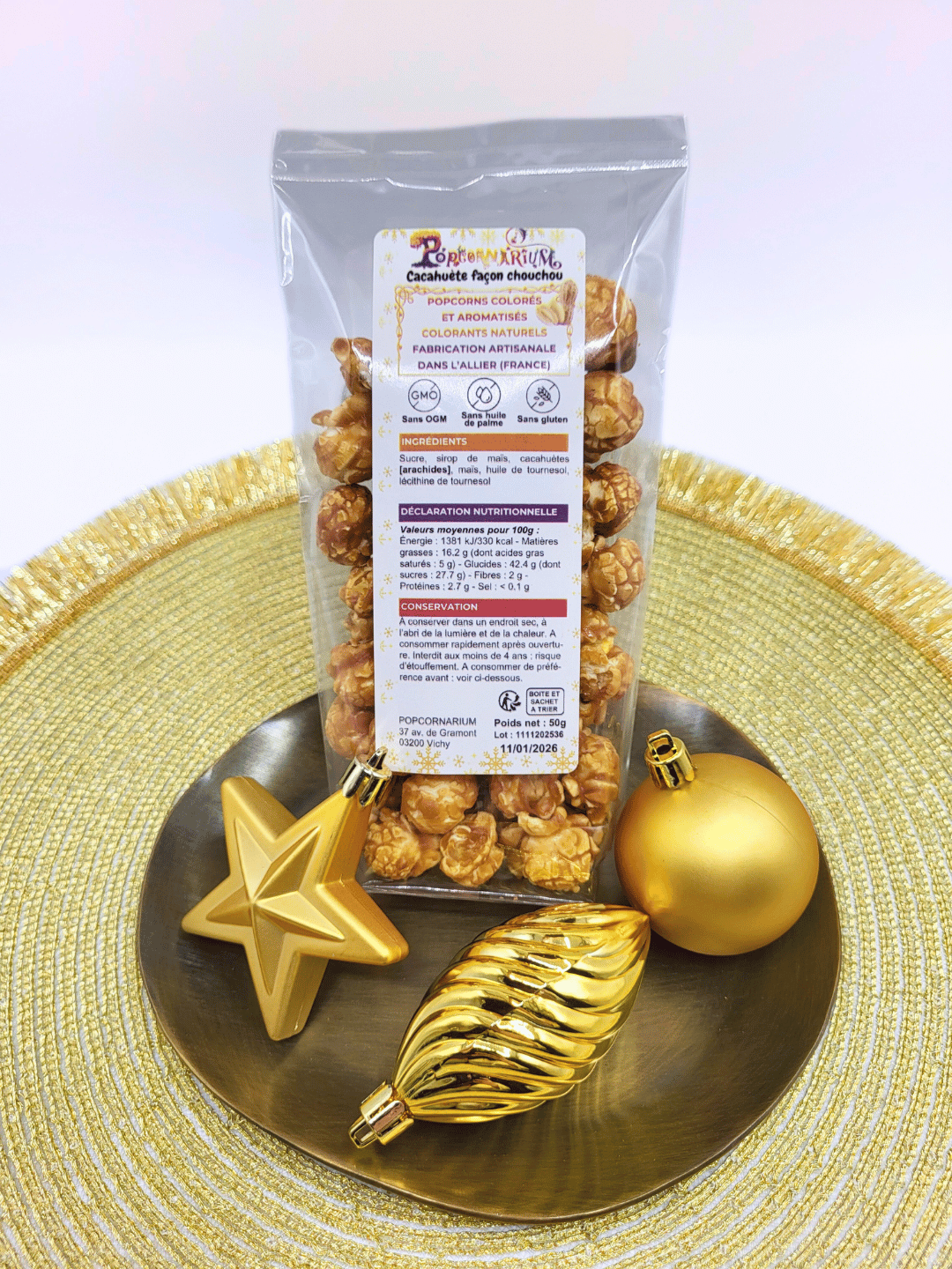 Popcorn gourmet ÉDITION NOËL saveur cacahuète façon chouchou 1 - Popcornarium