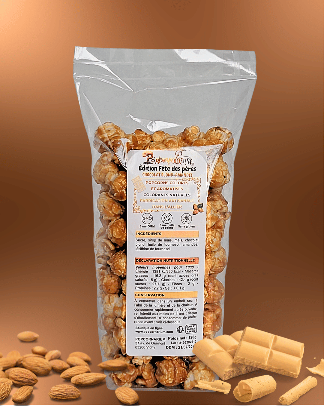 Popcorn gourmet saveur chocolat blond-amandes 2 - Popcornarium