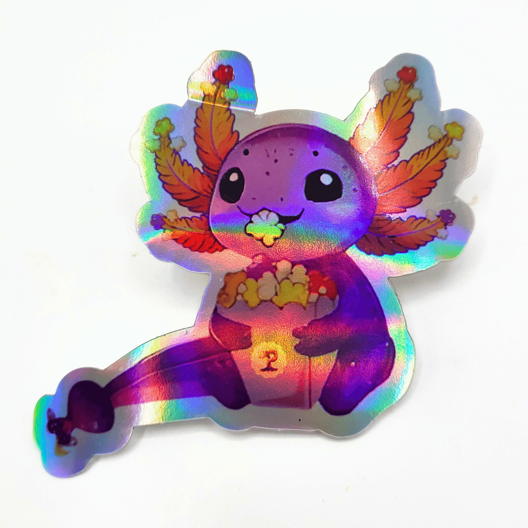 Sticker holographique axolotl gourmand Souna - Popcornarium 3